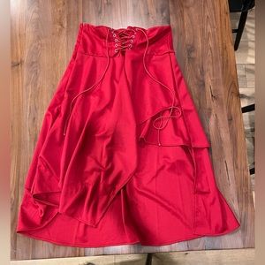 4 for $20 NWOT High Low Midi Drawstring Side Zip Skirt - Red - M